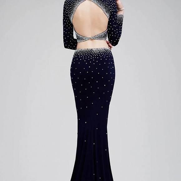 💯 authentic jovani navy blue two piece gown - Picture 2 of 8